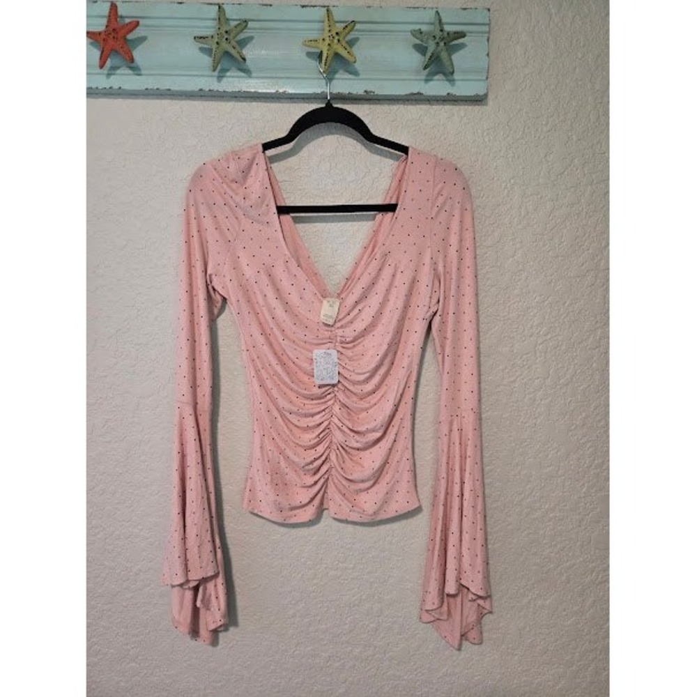 Free People Pink Polka Dot Blouse